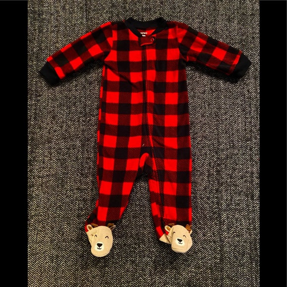 Other - Carters Buffalo plaid sleeper with rain deer feet size 9M